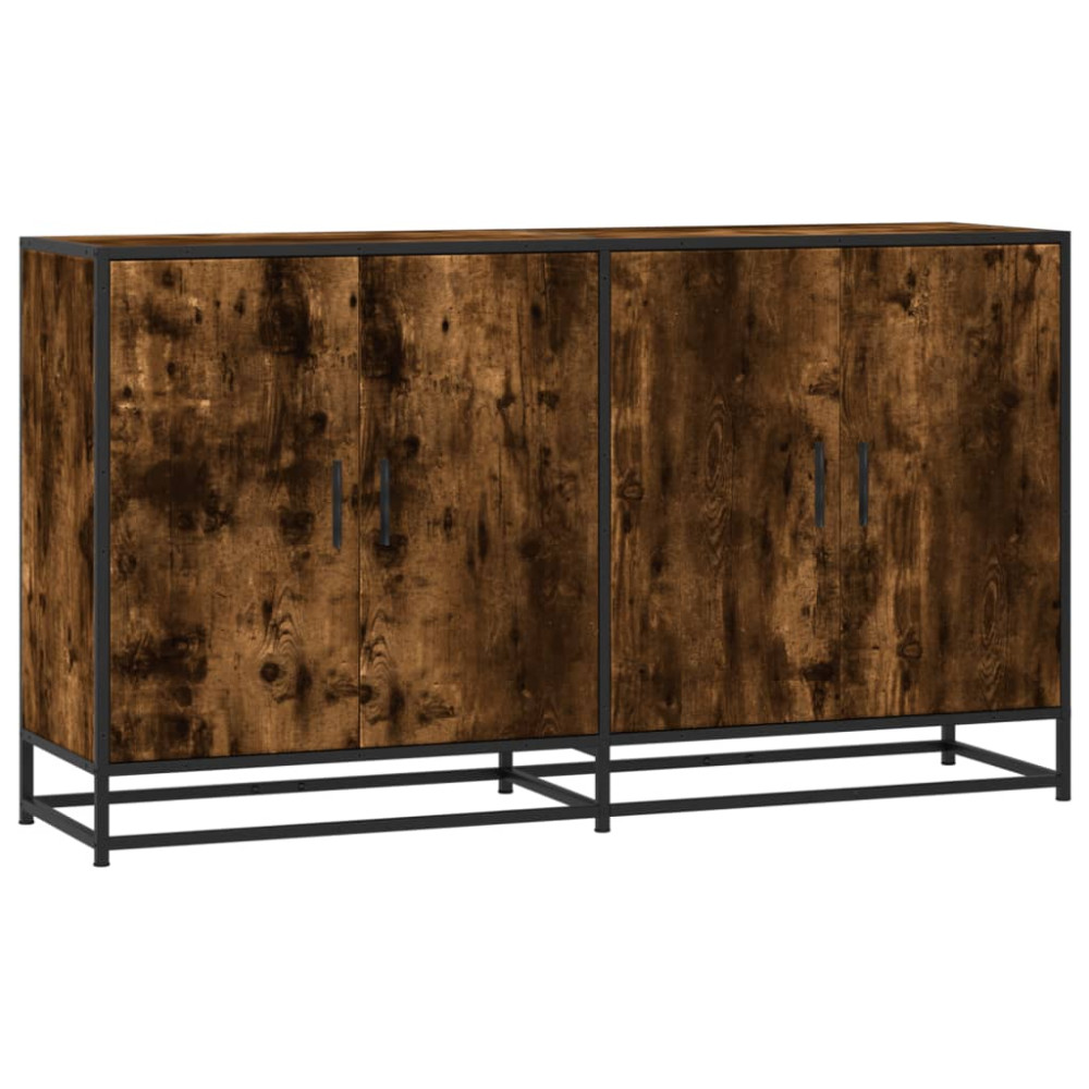 Produktbild för Skänk rökfärgad ek 134x35x76 cm konstruerat trä