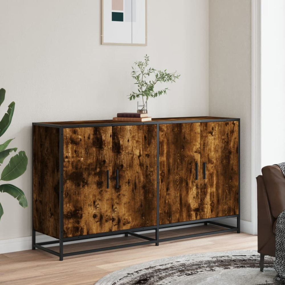 Produktbild för Skänk rökfärgad ek 134x35x76 cm konstruerat trä