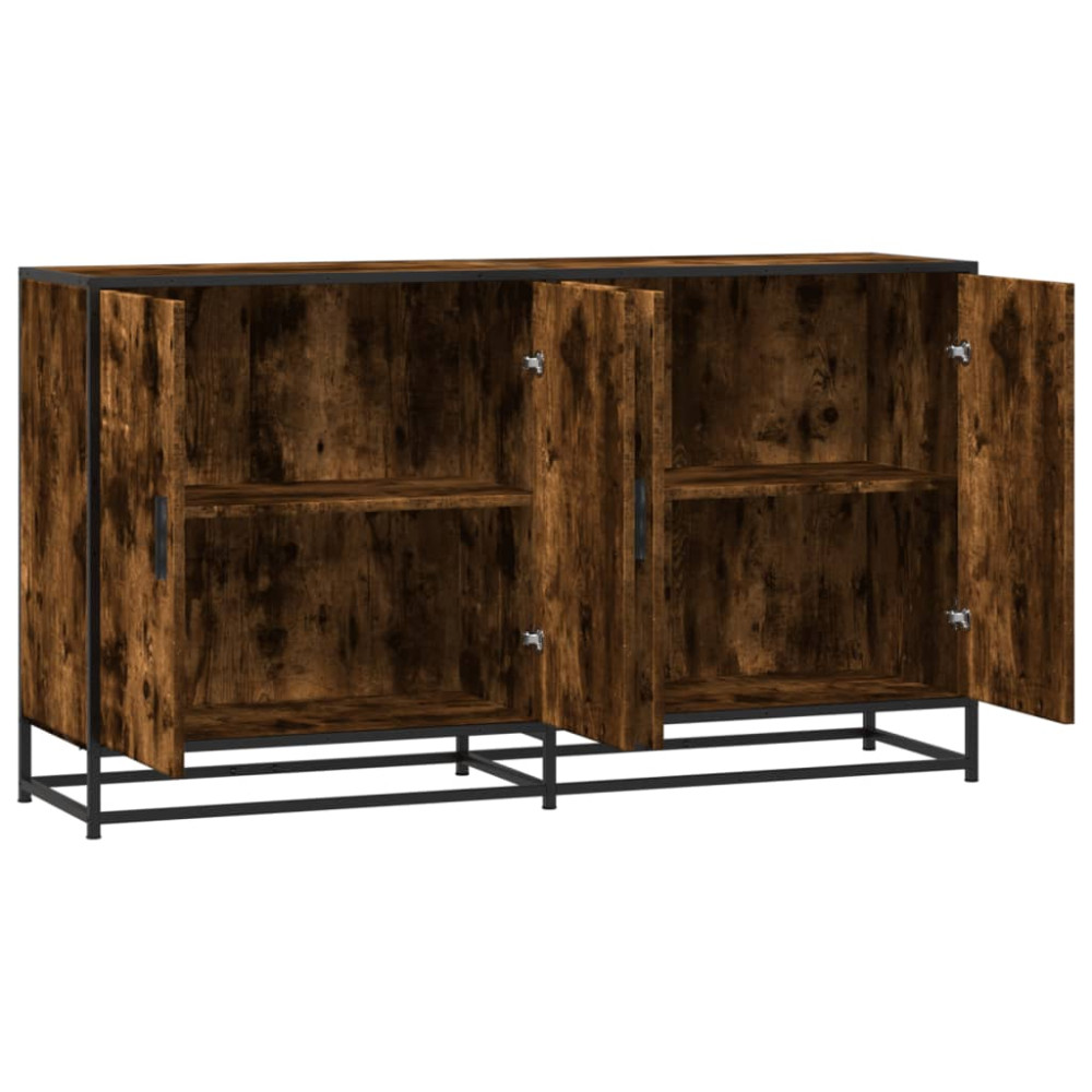 Produktbild för Skänk rökfärgad ek 134x35x76 cm konstruerat trä