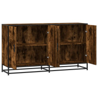 Produktbild för Skänk rökfärgad ek 134x35x76 cm konstruerat trä