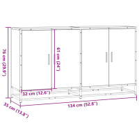 Produktbild för Skänk rökfärgad ek 134x35x76 cm konstruerat trä