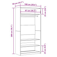 Produktbild för Garderob gammalt trä 100x50x200 cm konstruerat trä