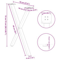 Produktbild för Matbordsben X-formad 2 st svart 70x(72-73) cm stål