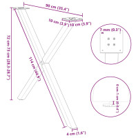 Produktbild för Matbordsben X-formad 2 st svart 90x(72-73) cm stål