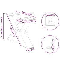 Produktbild för Soffbordsben X-formade 2 st svart 60x(30-31) cm stål