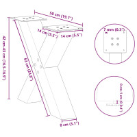 Produktbild för Soffbordsben X-formade 2 st svart 50x(42-43) cm stål