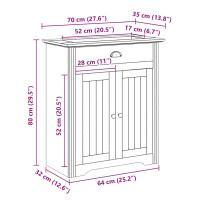 Produktbild för Tvättställsskåp BODO vit och brun 70x35x80 cm