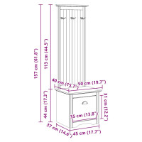 Produktbild för Hallskåp med krokar BODO vit och brun 50x40x157 cm