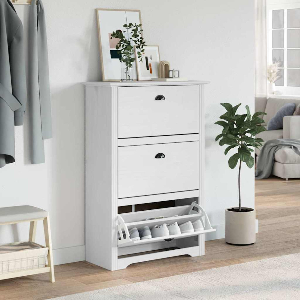 Produktbild för Skohylla BODO vit 80x35x118 cm