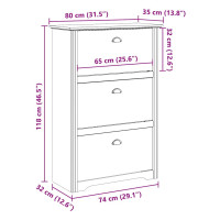 Produktbild för Skohylla BODO vit 80x35x118 cm