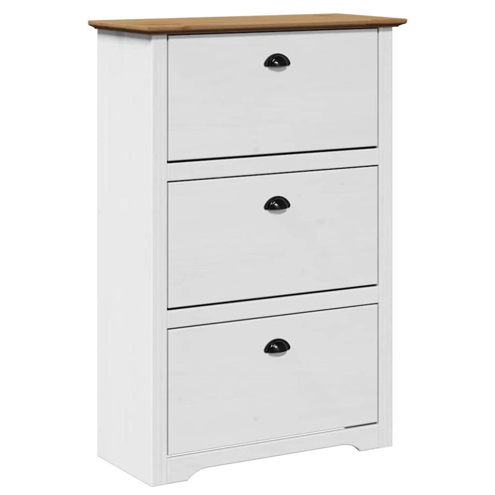 Produktbild för Skohylla BODO vit och brun 80x35x118 cm