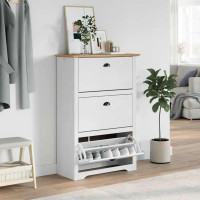 Produktbild för Skohylla BODO vit och brun 80x35x118 cm
