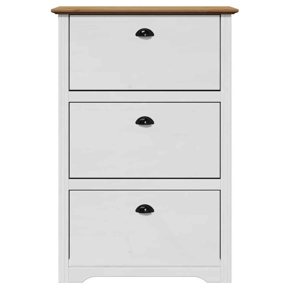 Produktbild för Skohylla BODO vit och brun 80x35x118 cm