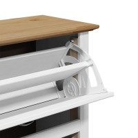 Produktbild för Skohylla BODO vit och brun 80x35x118 cm