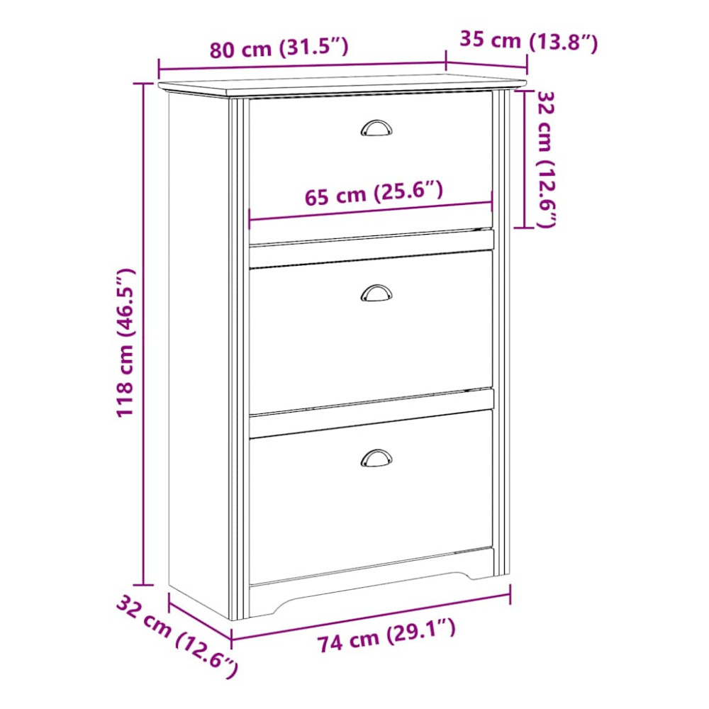 Produktbild för Skohylla BODO vit och brun 80x35x118 cm
