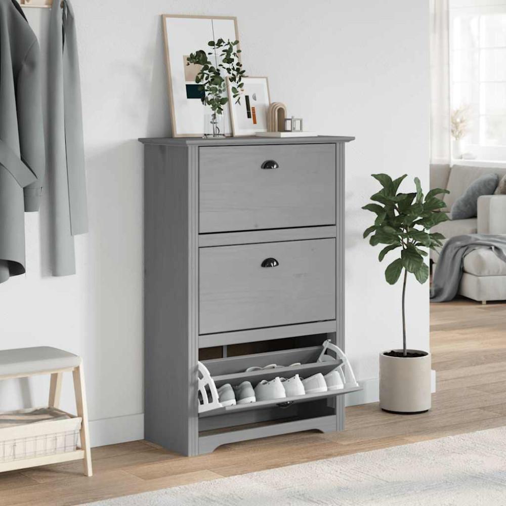 Produktbild för Skohylla BODO grå 80x35x118 cm