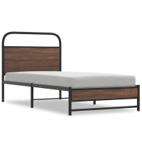 Produktbild för Sängram utan madrass brun ek 107x203 cm konstruerad trä