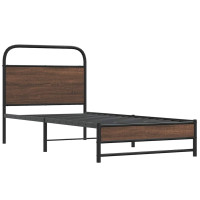 Produktbild för Sängram utan madrass brun ek 107x203 cm konstruerad trä