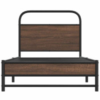 Produktbild för Sängram utan madrass brun ek 107x203 cm konstruerad trä