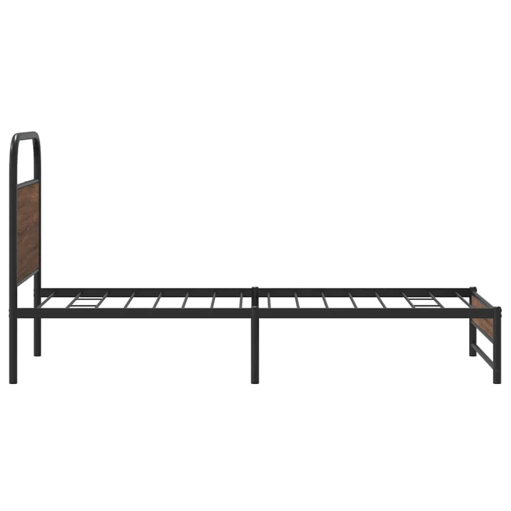 Produktbild för Sängram utan madrass brun ek 107x203 cm konstruerad trä