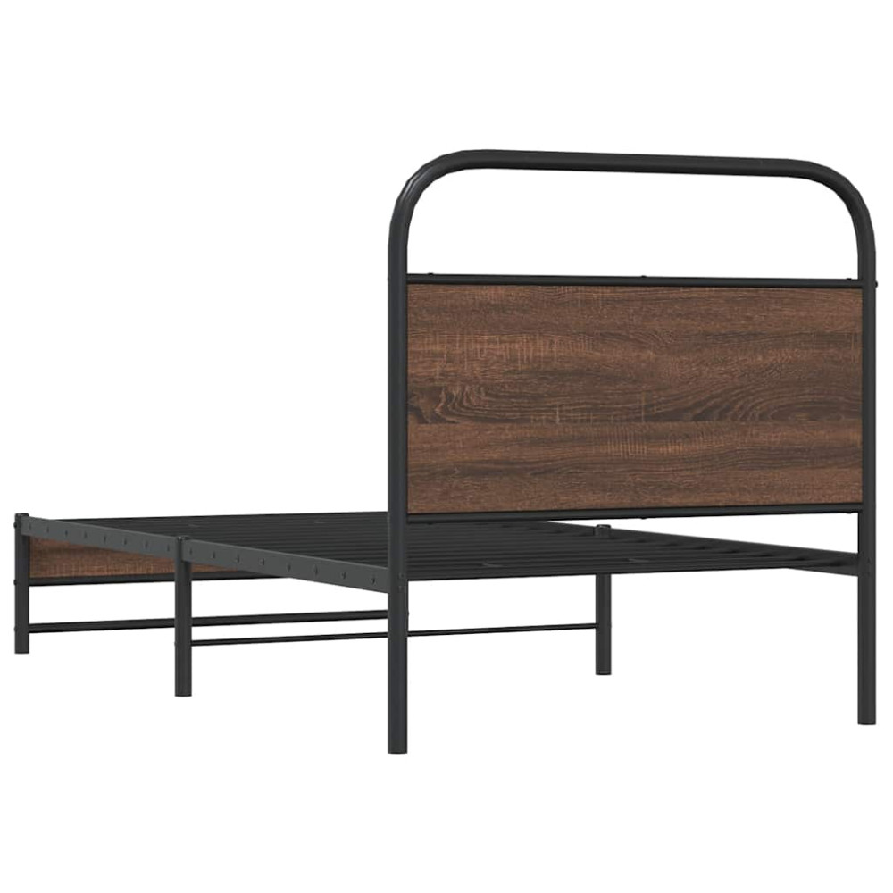 Produktbild för Sängram utan madrass brun ek 107x203 cm konstruerad trä