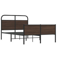 Produktbild för Sängram utan madrass brun ek 135x190 cm konstruerad trä