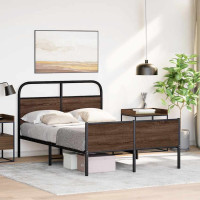 Produktbild för Sängram utan madrass brun ek 135x190 cm konstruerad trä