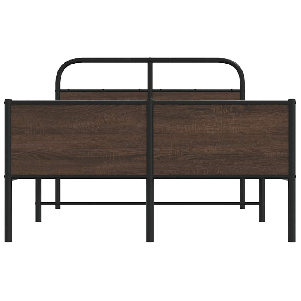 Produktbild för Sängram utan madrass brun ek 135x190 cm konstruerad trä