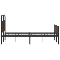 Produktbild för Sängram utan madrass brun ek 135x190 cm konstruerad trä