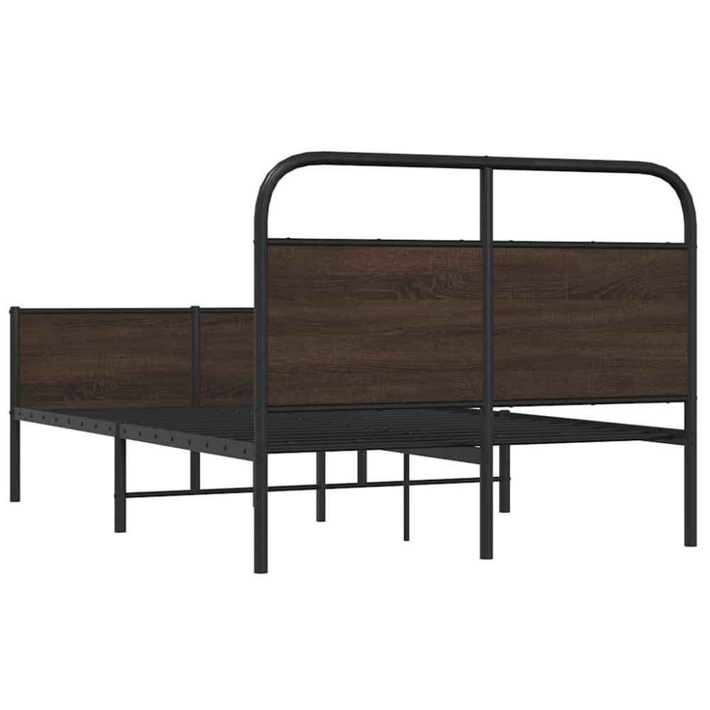 Produktbild för Sängram utan madrass brun ek 135x190 cm konstruerad trä