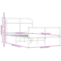 Produktbild för Sängram utan madrass brun ek 135x190 cm konstruerad trä