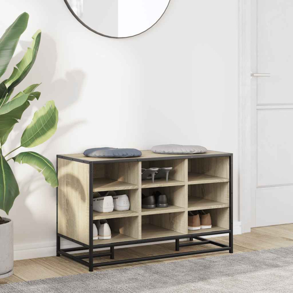 Produktbild för Skobänk sonoma-ek 84x40x53,5 cm konstruerat trä och metall