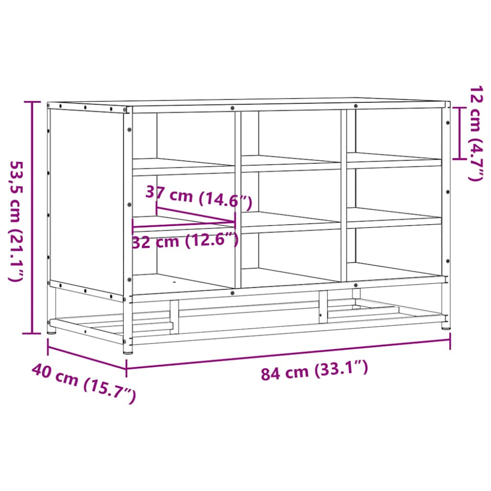 Produktbild för Skobänk sonoma-ek 84x40x53,5 cm konstruerat trä och metall