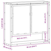 Produktbild för Spegelskåp för badrum svart 65x20x60 cm konstruerat trä