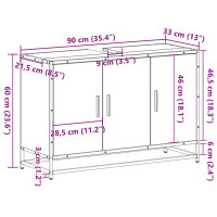 Produktbild för Tvättställsskåp rökfärgad ek 90x33x60 cm konstruerat trä