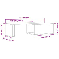 Produktbild för Soffbord åldrat trä 150x50x35 cm konstruerat trä
