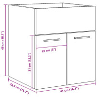 Produktbild för Tvättställsskåp sonoma-ek 41x38,5x46 cm konstruerat trä