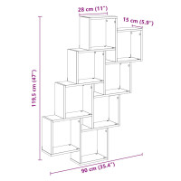 Produktbild för Vägghylla kubformad åldrat trä 90x15x119,5 cm konstruerat trä