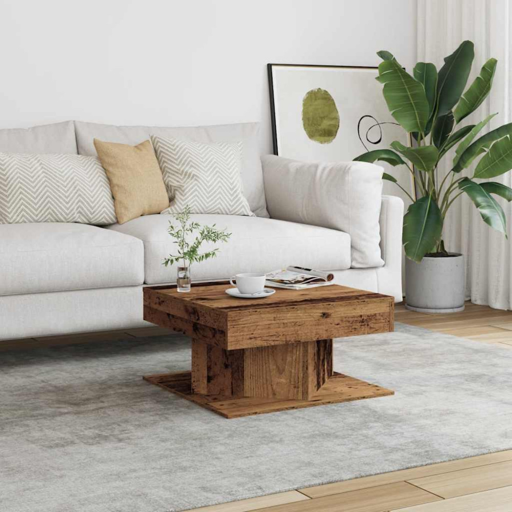 Produktbild för Soffbord åldrat trä 55x55x30 cm konstruerat trä