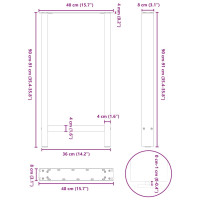 Produktbild för Soffbordsben svart 2 st 40x(90-91) cm stål