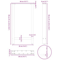 Produktbild för Soffbordsben antracit 2 st 40x(90-91) cm stål