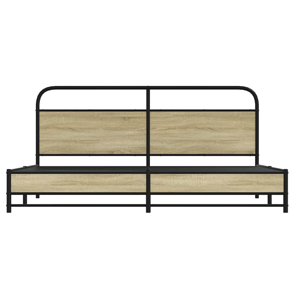 Produktbild för Sängram utan madrass metall sonoma-ek 183x213 cm