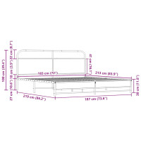 Produktbild för Sängram utan madrass metall sonoma-ek 183x213 cm