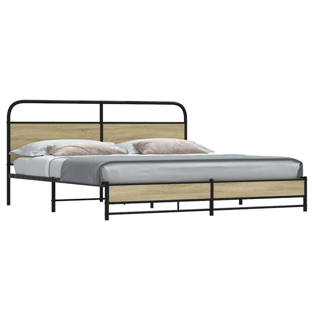 Produktbild för Sängram utan madrass metall sonoma-ek 193x203 cm