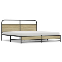 Produktbild för Sängram utan madrass metall sonoma-ek 193x203 cm