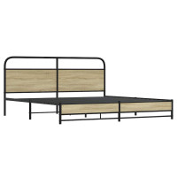 Produktbild för Sängram utan madrass metall sonoma-ek 193x203 cm