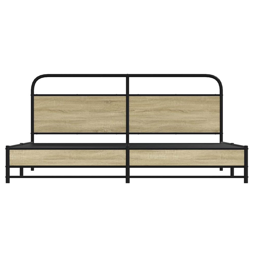 Produktbild för Sängram utan madrass metall sonoma-ek 193x203 cm