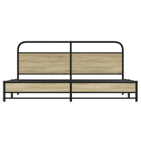 Produktbild för Sängram utan madrass metall sonoma-ek 193x203 cm