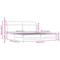 Produktbild för Sängram utan madrass metall sonoma-ek 193x203 cm