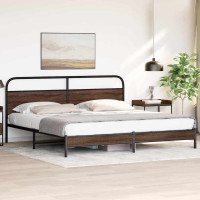Produktbild för Sängram utan madrass metall brun ek 183x213 cm